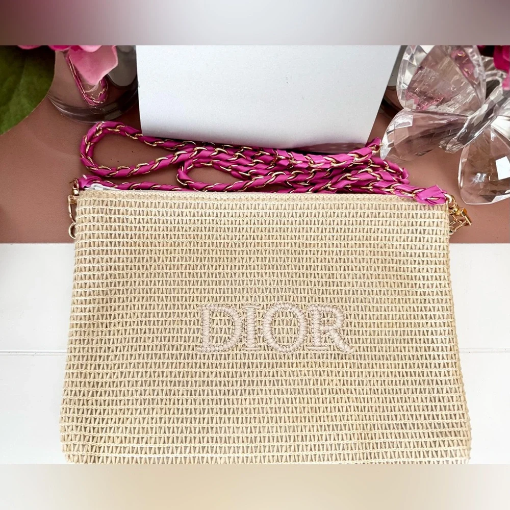 Dior Raffia Cosmetic Bag / Clutch